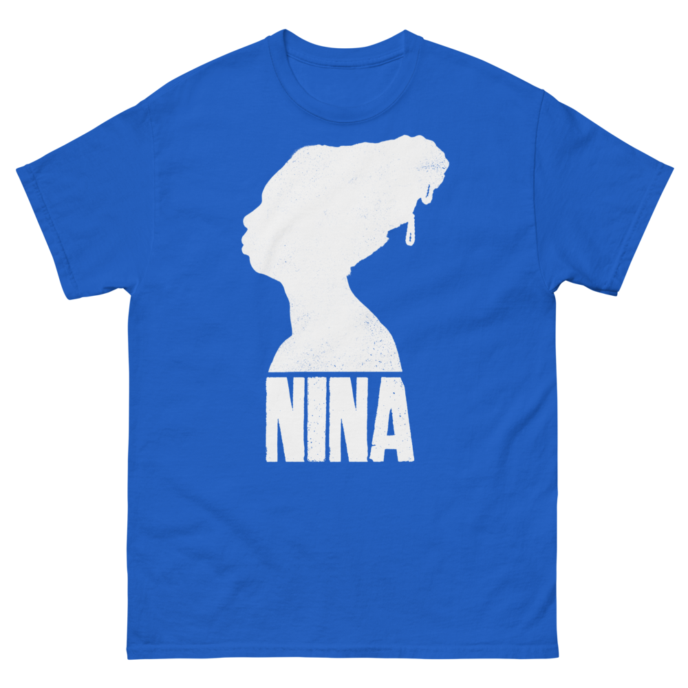 NINA White Silhouette T-Shirt True Blue